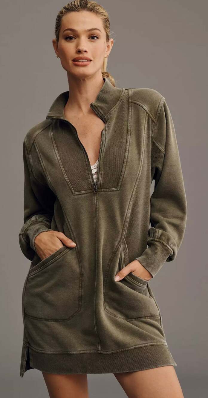 Anthropologie Daily Practice Meru Mini Dress Military Green Size Small